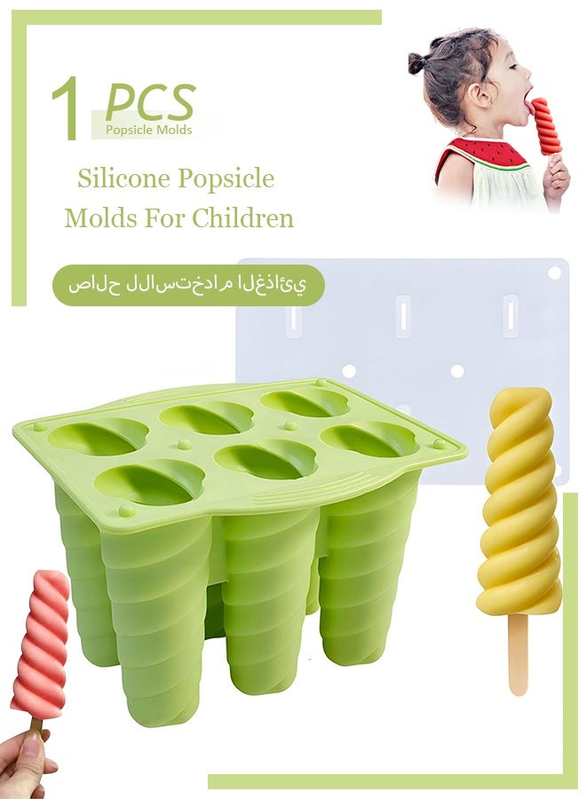 Food-grade, easy-release, reusable silicone ice cream/popsicle mold for children (green, spiral design) - Image 1