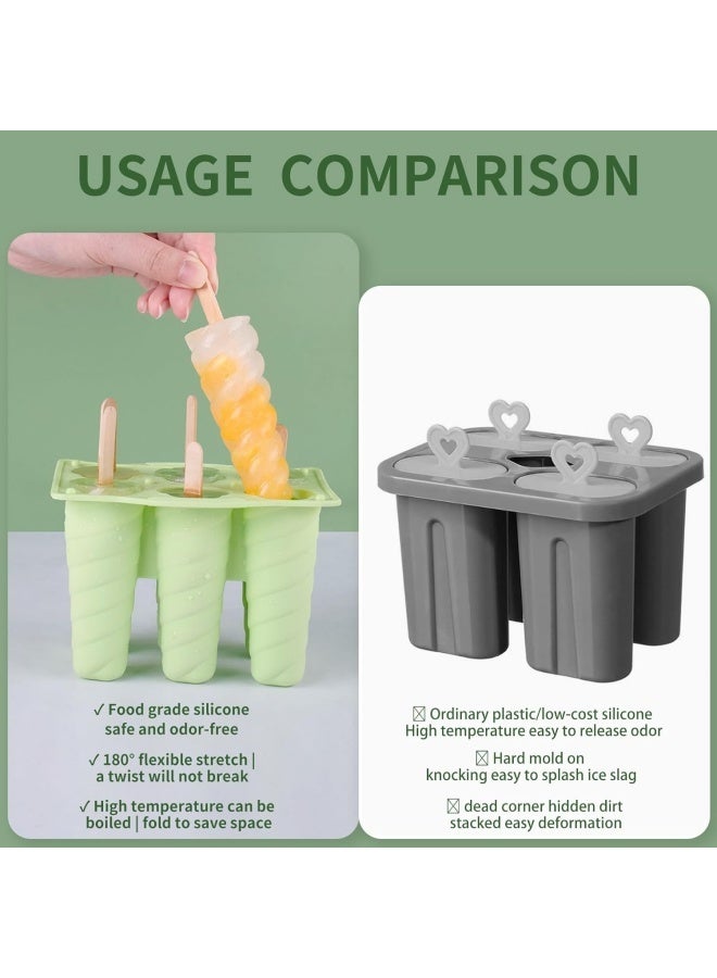 Food-grade, easy-release, reusable silicone ice cream/popsicle mold for children (green, spiral design) - Image 4