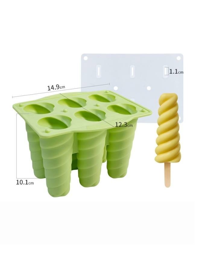 Food-grade, easy-release, reusable silicone ice cream/popsicle mold for children (green, spiral design) - Image 2