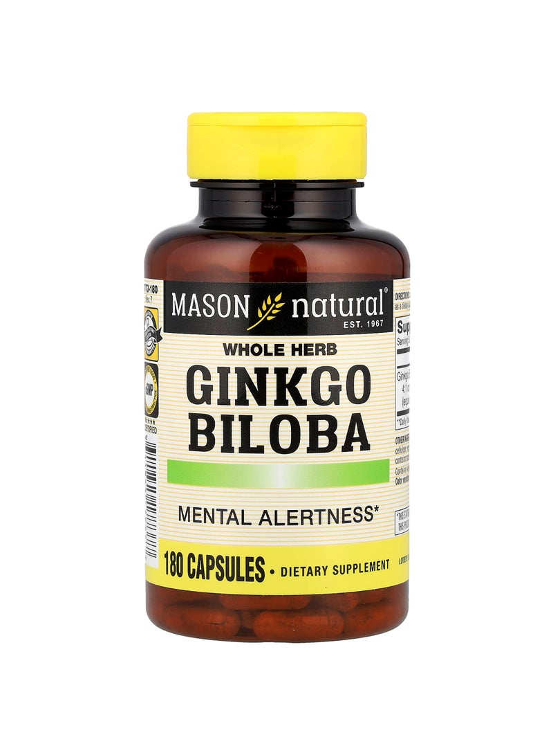 Mason Natural Whole Herb Ginkgo Biloba, 180 Capsules (125 mg per Capsule)