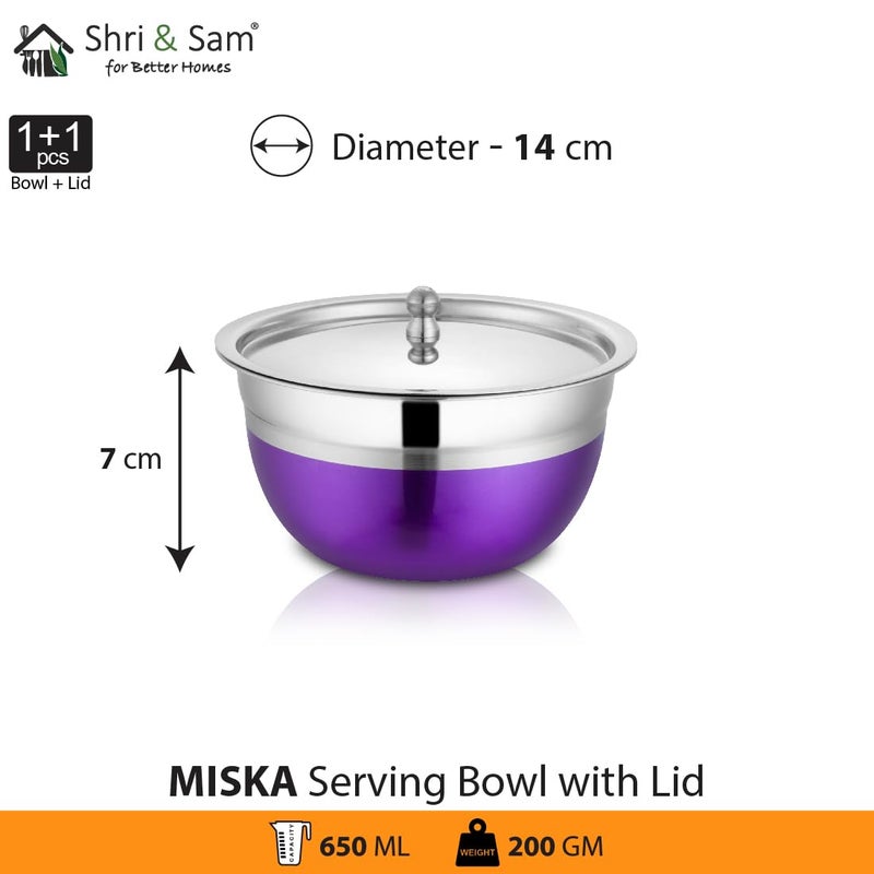 Shri & Sam Shri & Sam Stainless Steel Serving Bowl with Stainless Steel Lid, 3 Pieces, Silver (Infinity)  - Image 5