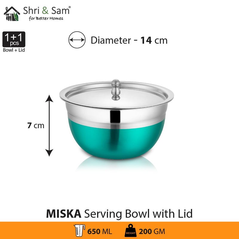 Shri & Sam Shri & Sam Stainless Steel Serving Bowl with Stainless Steel Lid, 3 Pieces, Silver (Infinity)  - Image 4