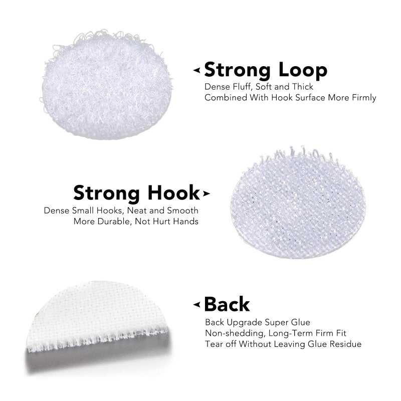 siicaaG Self Adhesive Dots,600pcs(300 Pairs) 0.59" Diameter Strong Sticky Round Nylon Dots, Hook and Loop Dots with Adhesive,for Classroom, Office, Home - Image 2