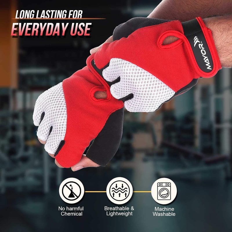 Mayor Neptune Gym, Crossfit, Exercise & Sports Gloves- Ideal for Men & Women (Red/White) - Image 3