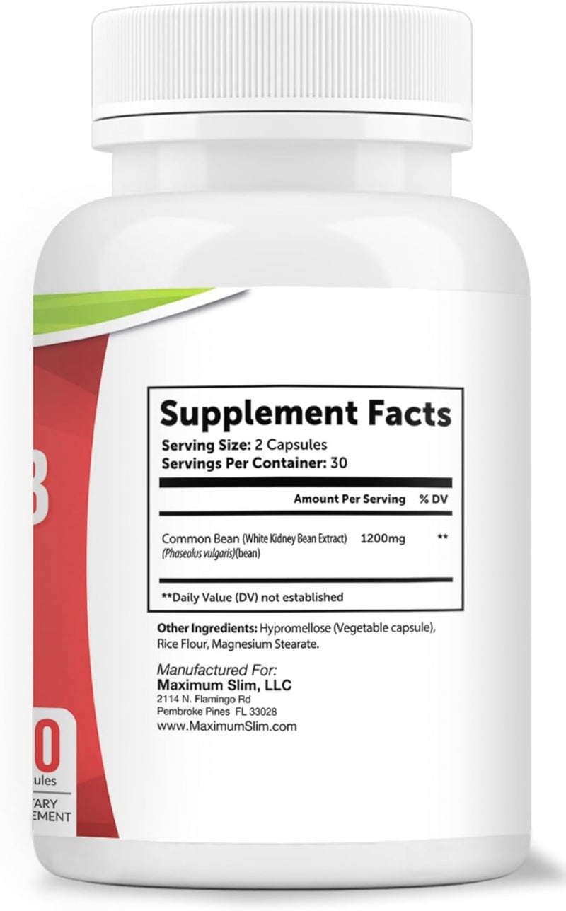 Maximum Slim Fat  Carb Blocker Pure Kidney Bean Extract for Weight Loss and Appetite Suppressant - Image 3