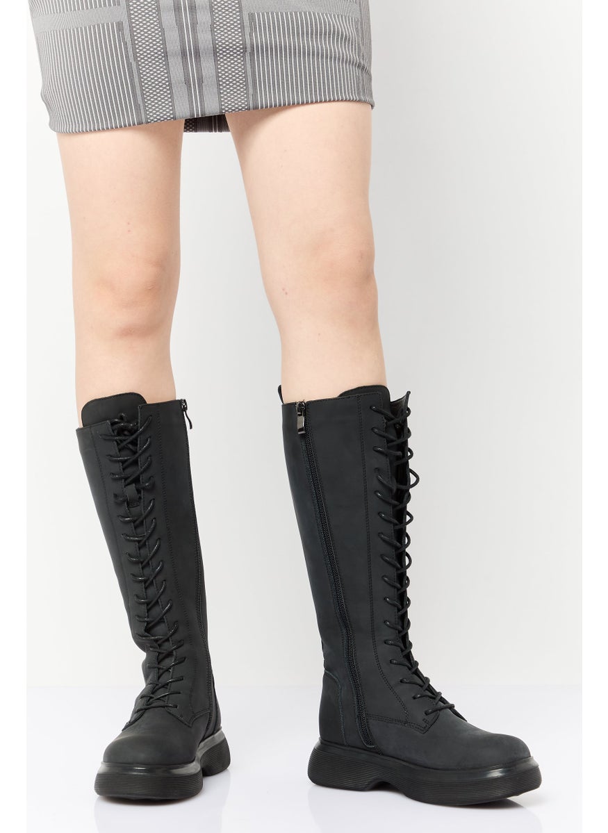 STEVE MADDEN Women Troubless Zipper Closure Knee-Length Boots, Black  - Image 1