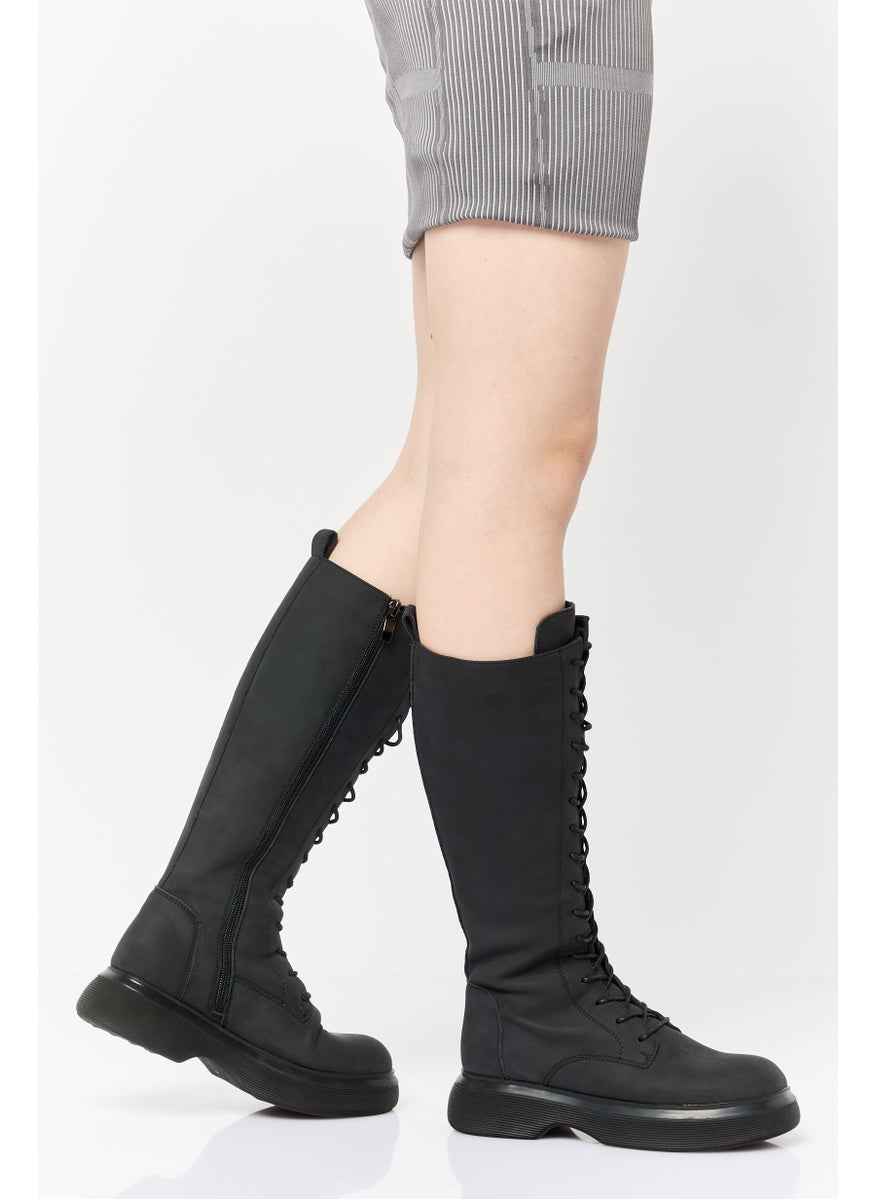 STEVE MADDEN Women Troubless Zipper Closure Knee-Length Boots, Black  - Image 2