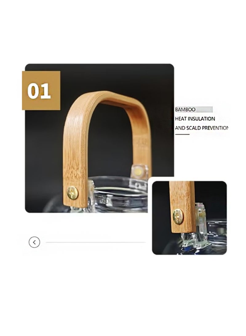 EZSOZO 1000ml Glass Teapot with Glass Strainer，Suitable for Loose Tea leaves，Stovetop usable，Bamboo Handle (Braided Handle) - Image 4