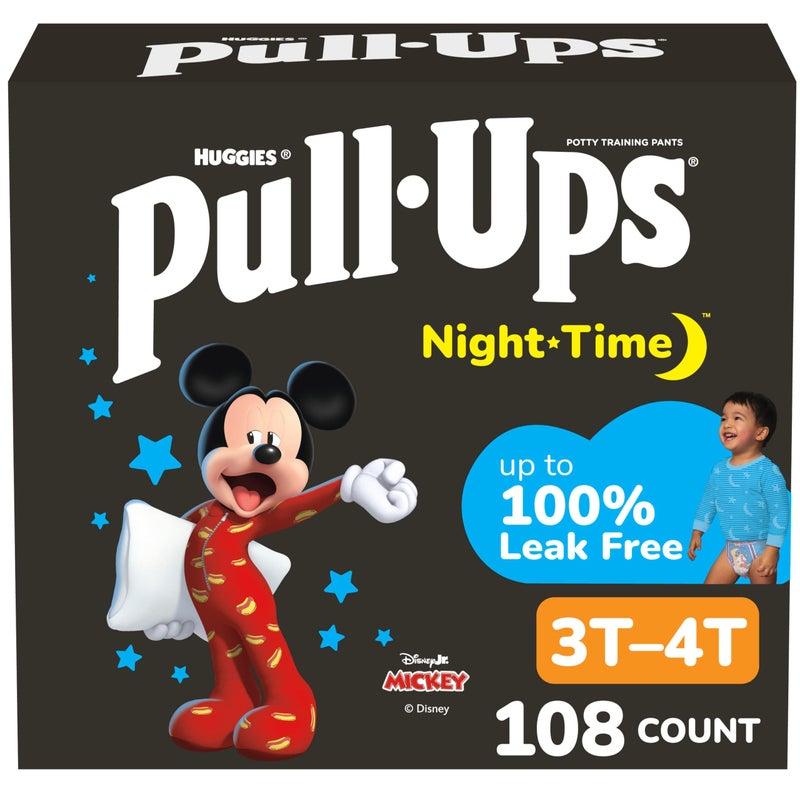 Pull-Ups Boys' Night Time Potty Training Pants, Size 3T-4T Overnight Training Underwear (32-40 lbs), 108 Ct - Image 1