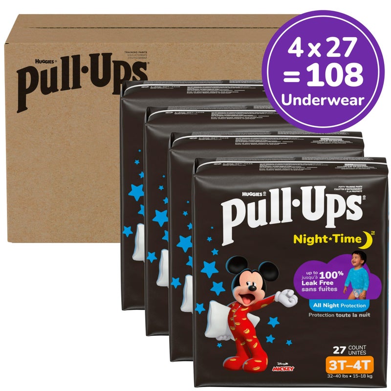 Pull-Ups Boys' Night Time Potty Training Pants, Size 3T-4T Overnight Training Underwear (32-40 lbs), 108 Ct - Image 2