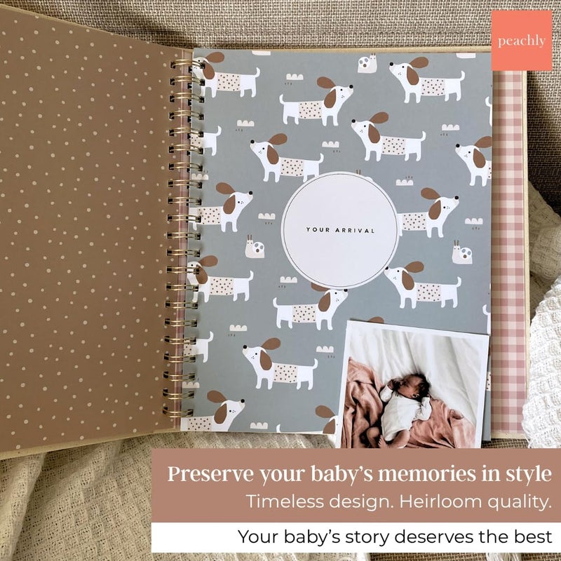 Peachly Unisex Baby Memory Book – Minimalist Baby First Year Keepsake for Milestones, Aesthetic Modern Scandi Baby Book – Gender Neutral, Linen Scrapbook (Charlie) - Image 2