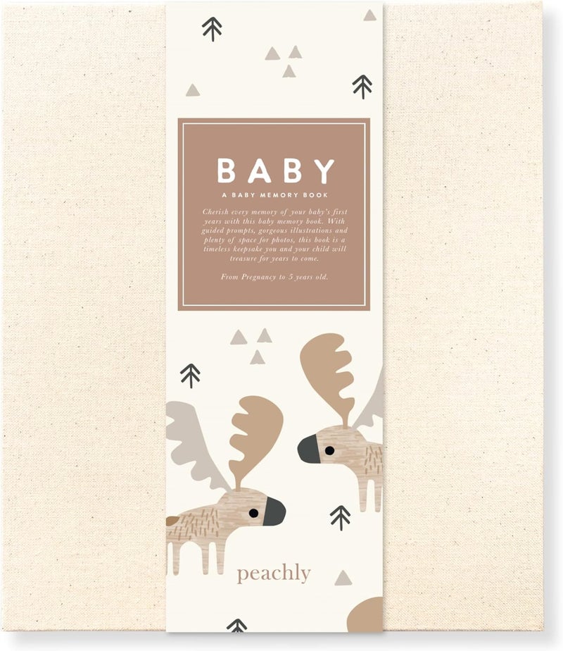 Peachly Unisex Baby Memory Book – Minimalist Baby First Year Keepsake for Milestones, Aesthetic Modern Scandi Baby Book – Gender Neutral, Linen Scrapbook (Charlie) - Image 1