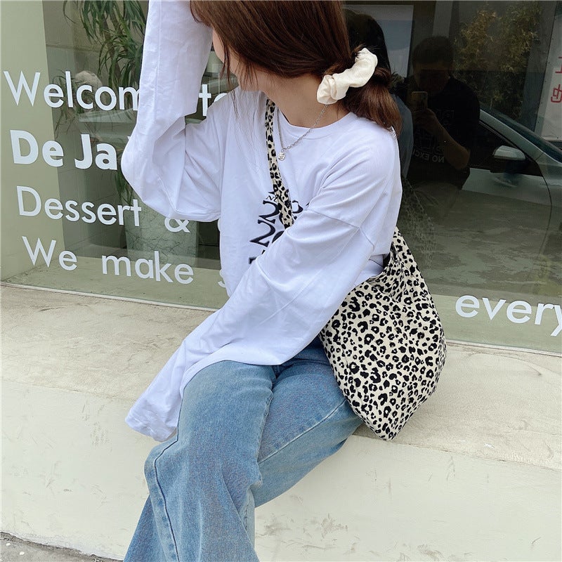 Women's Leopard Print Canvas Large Capacity Shoulder Tote Bag - Image 3