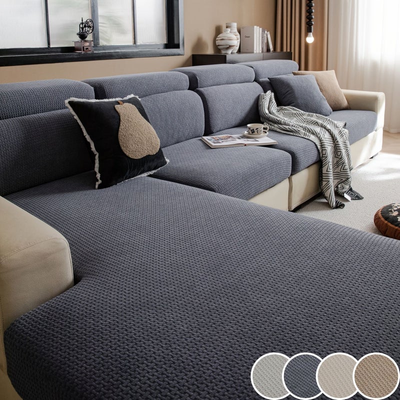 1pc Classic Elastic Plaid Sofa Cover For 2 Seater Light Gray 360 Degree Wrap Around Stretchable Seat Cushion Cover Non Deforming And Scratch Resistant Stain Protector Machine Washable Suitable For All Seasons - Image 1