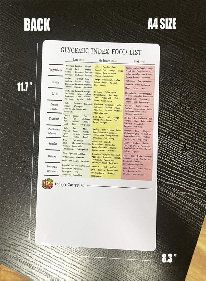 lovielf Reusable Diabetes Grocery Shopping List Food Chart & Meal Planner and Glycemic Index Diabetes Management | Double Sided Erasable material A4 size - Image 2