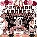 Eucutur 42PCS 40th Birthday Decoration Kit for Women Rose Gold Happy 40th Bday Banner Balloons Honeycomb Centerpiece Swirl Paper Pompoms Party Supplies 40 Bday Sash Table Cake Topper Swirls Set - Image 3