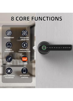 Razuvious Smart Lock,Smart Door Handle,Smart Fingerprint Lock with Mobile App &Key,Bluetooth Door Knob with Keypad,Work with Alexa Need Extra Tuya Gateway for Bedroom Hotel Airbnb Interior Doors  - Image 2