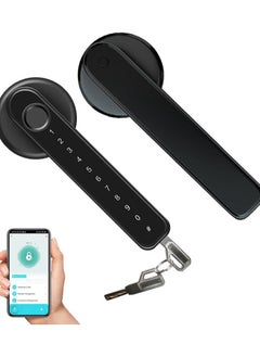 Razuvious Smart Lock,Smart Door Handle,Smart Fingerprint Lock with Mobile App &Key,Bluetooth Door Knob with Keypad,Work with Alexa Need Extra Tuya Gateway for Bedroom Hotel Airbnb Interior Doors  - Image 1