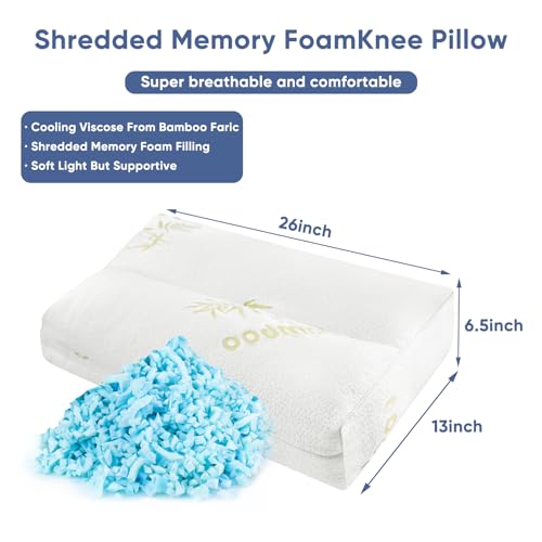 MINUPWELL 6.5" Knee Pillow for Side Sleepers - 100% Shredded Memory Foam Leg Pillow for Side Sleeping - Between Leg & Under Hip Pillow - Relieving Leg, Back, and Knee Pain - Rayon Derived from Bamboo - Image 2
