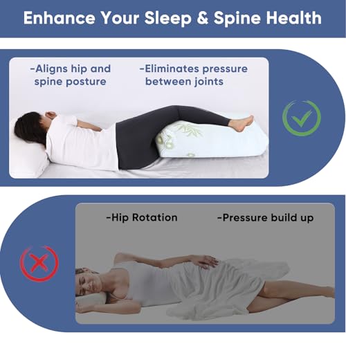 MINUPWELL 6.5" Knee Pillow for Side Sleepers - 100% Shredded Memory Foam Leg Pillow for Side Sleeping - Between Leg & Under Hip Pillow - Relieving Leg, Back, and Knee Pain - Rayon Derived from Bamboo - Image 3