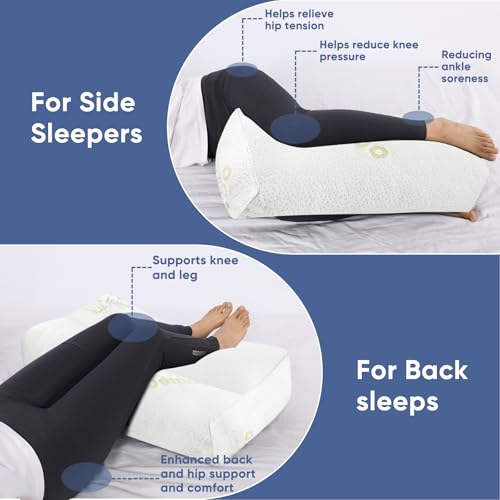 MINUPWELL 6.5" Knee Pillow for Side Sleepers - 100% Shredded Memory Foam Leg Pillow for Side Sleeping - Between Leg & Under Hip Pillow - Relieving Leg, Back, and Knee Pain - Rayon Derived from Bamboo - Image 4