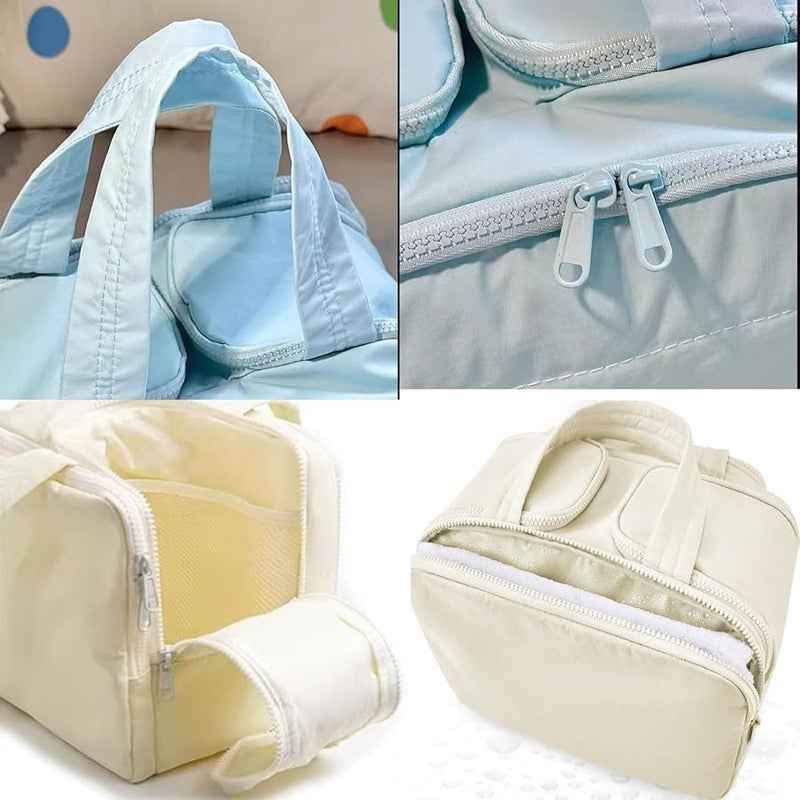 Yellow Large Capacity Travel Cosmetic Bag 4 in 1 Waterproof Puffy Makeup Organizer Dry Wet Separation - Image 1