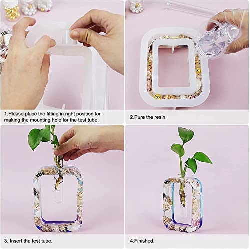 Eoast Silicone Resin Planter Propagation Vase Casting Mould with 1 Test Tubes for HydroponicFlowers Rectangle Shape - Image 4