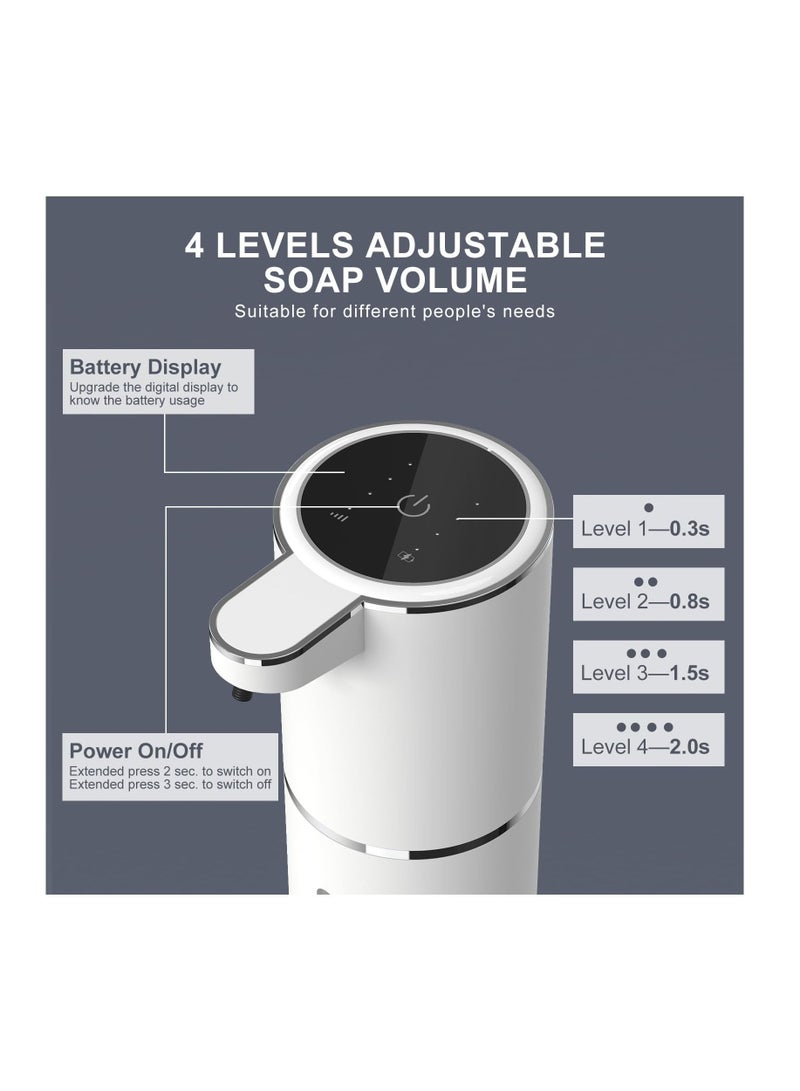 Excefore جهاز موزع صابون رغوي تلقائي، عرض الطاقة والتروس، موزع صابون يدوي قابل للشحن بسعة ٣٨٠ مل، حجم رغوة قابل للتعديل على ٤ مستويات، موزع صابون مثبت على الحائط للحمام والمطبخ - Image 3