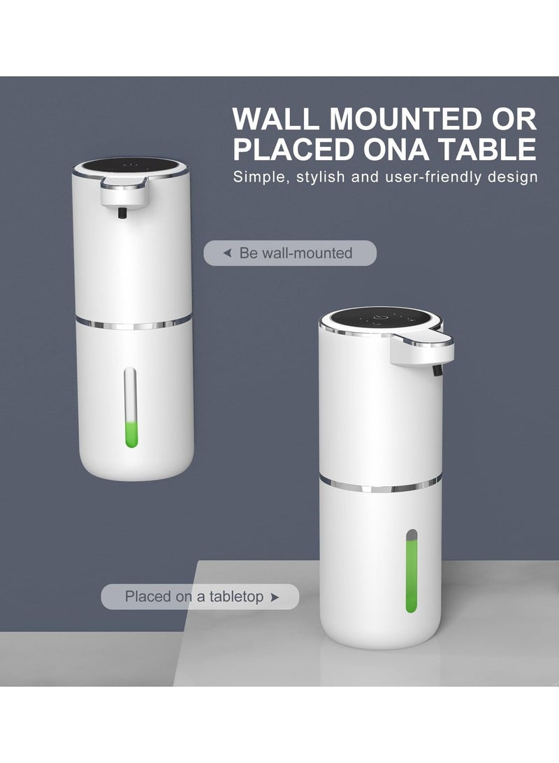 Excefore جهاز موزع صابون رغوي تلقائي، عرض الطاقة والتروس، موزع صابون يدوي قابل للشحن بسعة ٣٨٠ مل، حجم رغوة قابل للتعديل على ٤ مستويات، موزع صابون مثبت على الحائط للحمام والمطبخ - Image 2