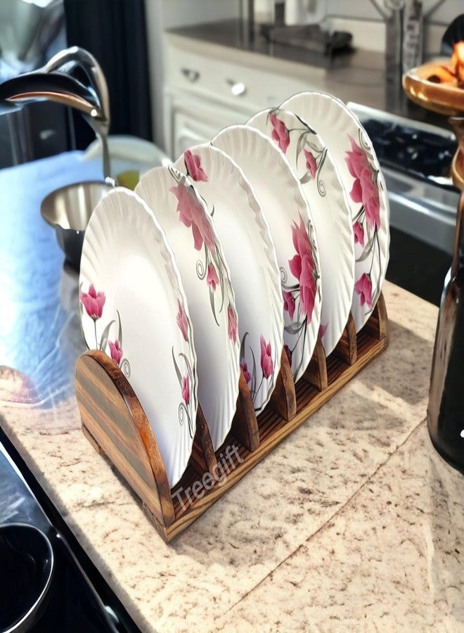 Treegift Wooden Dish Rack, Plate Stand, Utensil Holder for Modern Kitchen, Dining Table.Pinewood, Size- (11" x 6" x 3") inch - Image 5