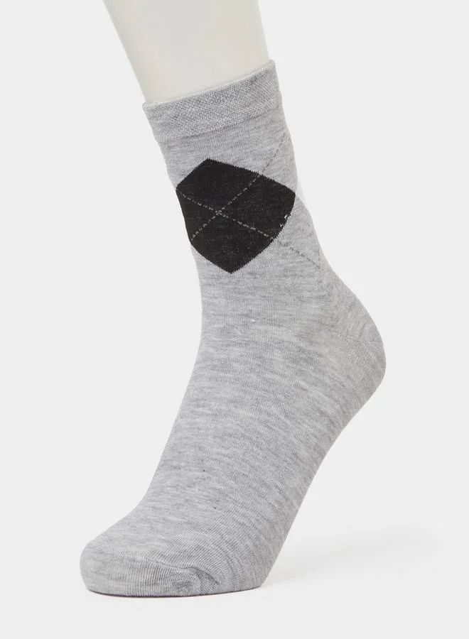 Styli  Pack of 5 - Multi-Color Geometric Print Crew Socks for Men | Best Price UAE