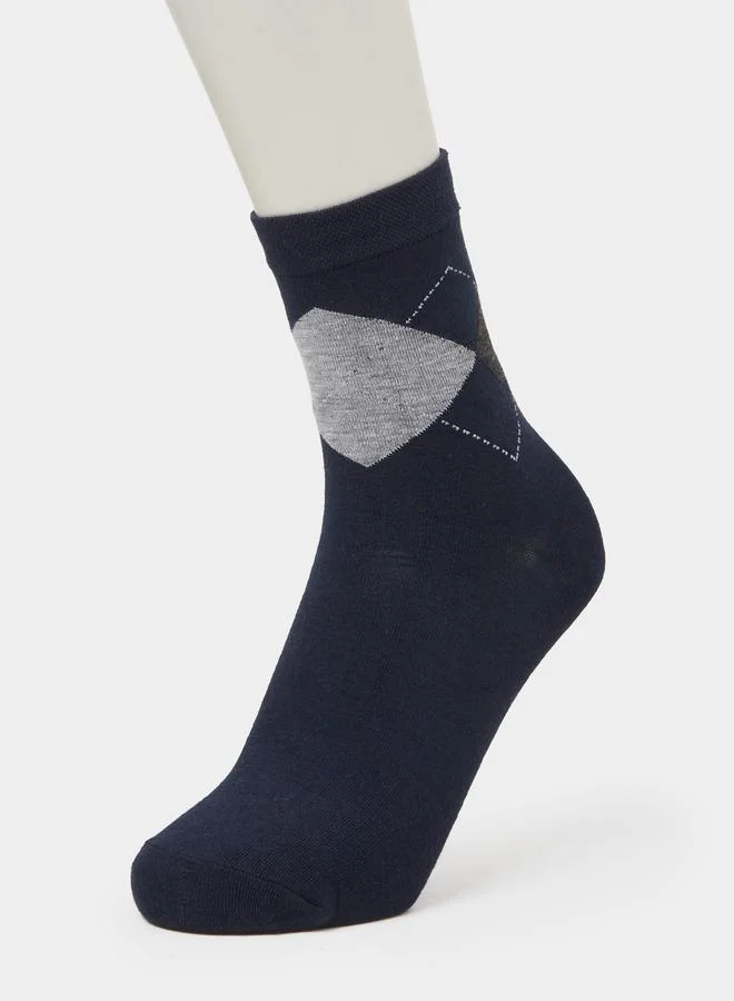 Styli  Pack of 5 - Multi-Color Geometric Print Crew Socks for Men | Best Price UAE