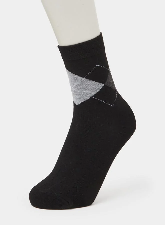Styli  Pack of 5 - Multi-Color Geometric Print Crew Socks for Men | Best Price UAE