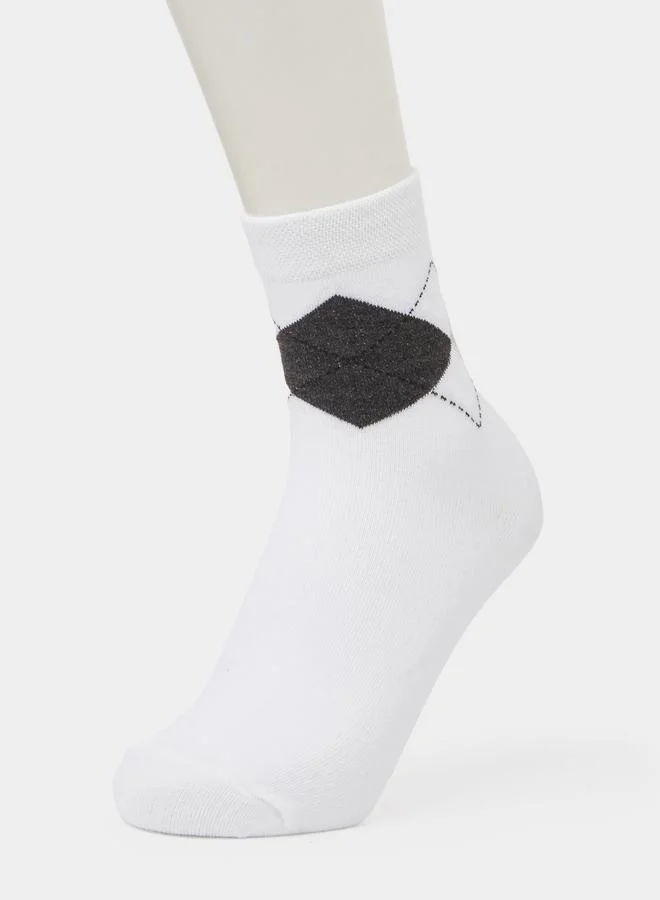 Styli  Pack of 5 - Multi-Color Geometric Print Crew Socks for Men | Best Price UAE