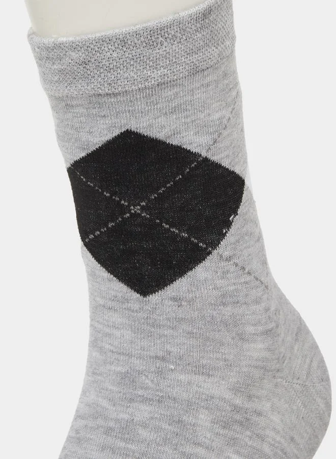 Styli  Pack of 5 - Multi-Color Geometric Print Crew Socks for Men | Best Price UAE