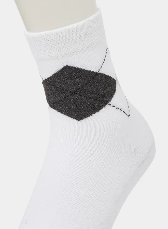 Styli  Pack of 5 - Multi-Color Geometric Print Crew Socks for Men | Best Price UAE