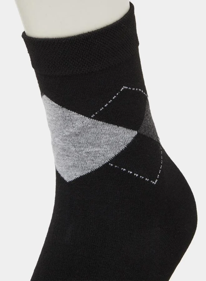 Styli  Pack of 5 - Multi-Color Geometric Print Crew Socks for Men | Best Price UAE