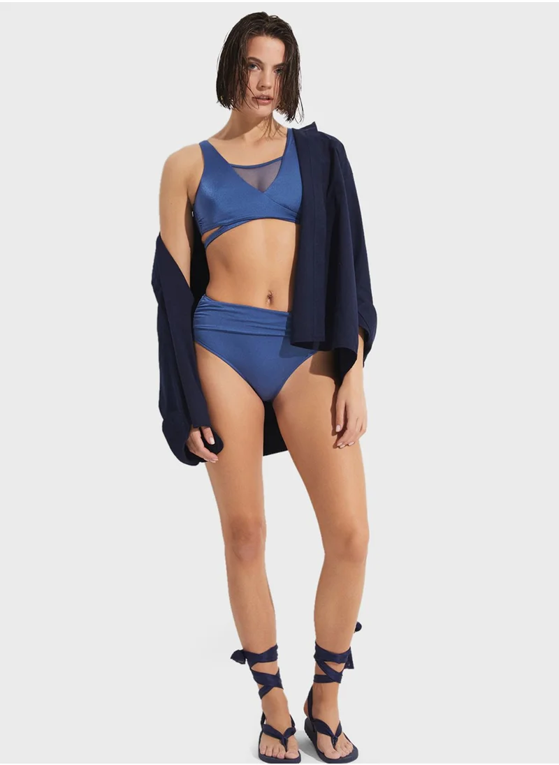 JUNE Mesh Plunge Bikini Top & Bottom Set