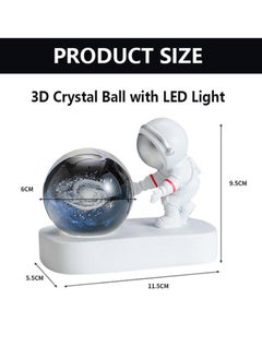 Alruht 3D crystal Ball night light ,crystal glass Ball light with LED base astronaut design,Office home decor craft gifts  - Image 2