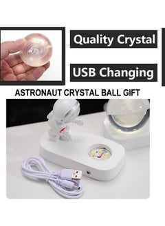 Alruht 3D crystal Ball night light ,crystal glass Ball light with LED base astronaut design,Office home decor craft gifts  - Image 3