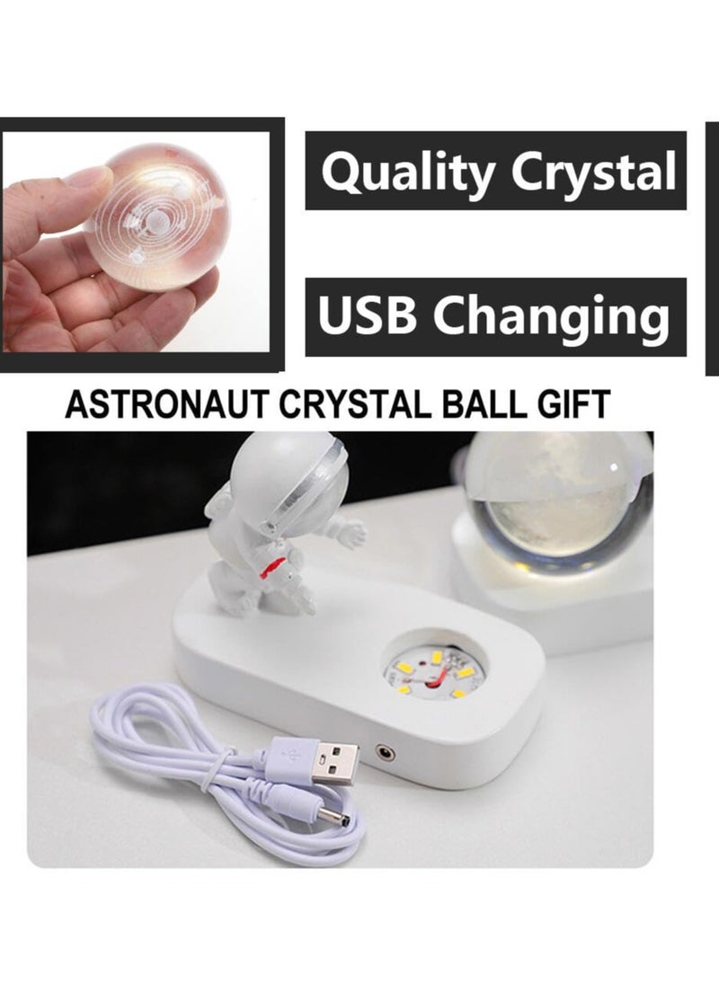 Alruht - 3D crystal Ball night light ,crystal glass Ball light with LED base astronaut design,Office home decor craft gifts - Image 1