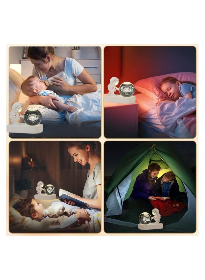 Alruht - 3D crystal Ball night light ,crystal glass Ball light with LED base astronaut design,Office home decor craft gifts - Image 1