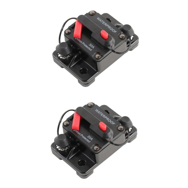 FAVOMOTO 2pcs Waterproof Power Inverter Marine Circuit Breaker 30a Auto-reset for Car Truck Rv Marine Easy Installation - Image 1