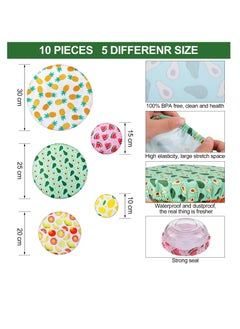 Y&D Bowl Covers Reusable in 5 Size Stretch Cloth Fabric Elastic Food Storage Cotton Bread Lids for Food Fruits Leftover (10 Pieces Summer Style)  - Image 2
