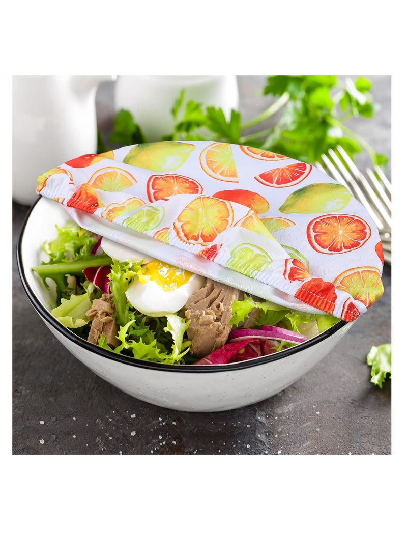 واي آند دي Bowl Covers Reusable in 5 Size Stretch Cloth Fabric Elastic Food Storage Cotton Bread Lids for Food, Fruits, Leftover (10 Pieces Summer Style)  - Image 3