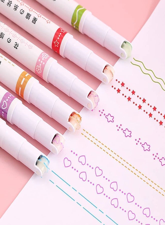 Onward Curve Highlighter Pen Set, 6Pcs Flownwing Flair Pens With 6 Different Curve Shape Fine Tips, Highlighter Pen Set Line Markers Colors For Adults & Kids Writing Drawing School Supplies - Image 1