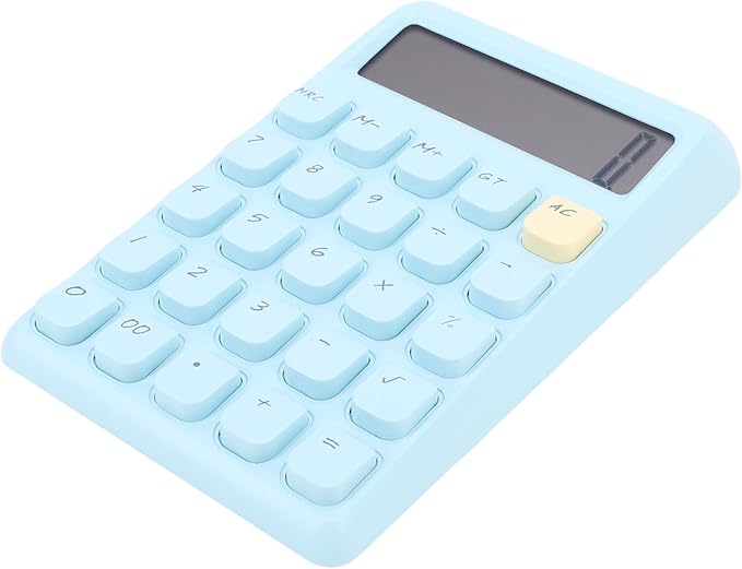 Blue 12 Digit Solar Desk Calculator with Large Display and Sensitive Keys for Home Office School - Image 1