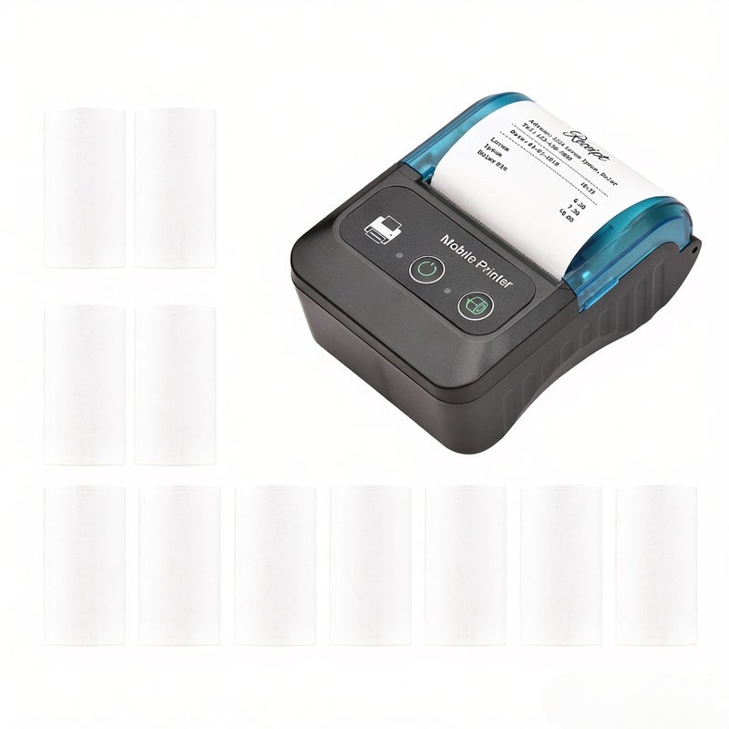 Mini BT Thermal Receipt Printer - 57mm Paper Width 1500mAh Battery 203dpi Resolution, Wireless & USB Connectivity, Portable Mobile Printer for Vehicle, Restaurant, Retail Shop - Image 1