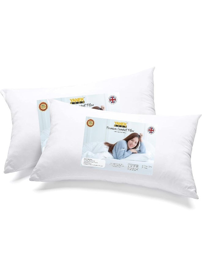 YANEK YANEK Ultra Soft Breathable Down Alternative Pillows Princess Press Bed Pillow Super Soft Microfiber Filling Soft & Comfortable, For Neck and Shoulder Support (2, 50cm x 70cm 800g)  - Image 1