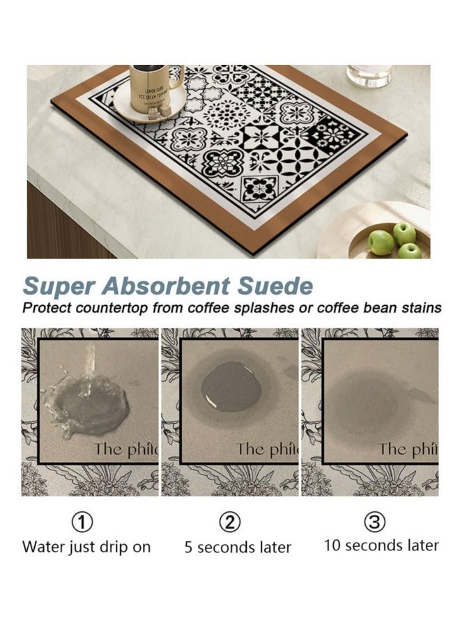 Beauenty Absorbent Coffee Bar Mat for Countertops, Fits Under Coffee Maker Machine, Multipurpose Dish Drying and Draining Mat, Heat Resistant Kitchen Protector - Image 5